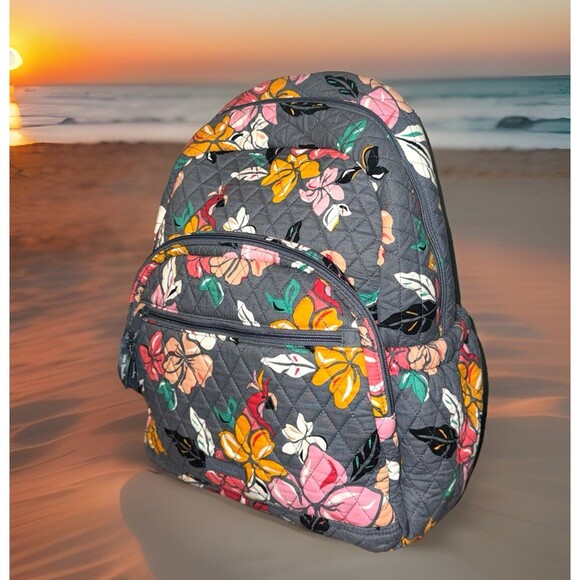 Vera Bradley Essential Laptop Backpack Coastal Paradise Gray NWOT main image 16